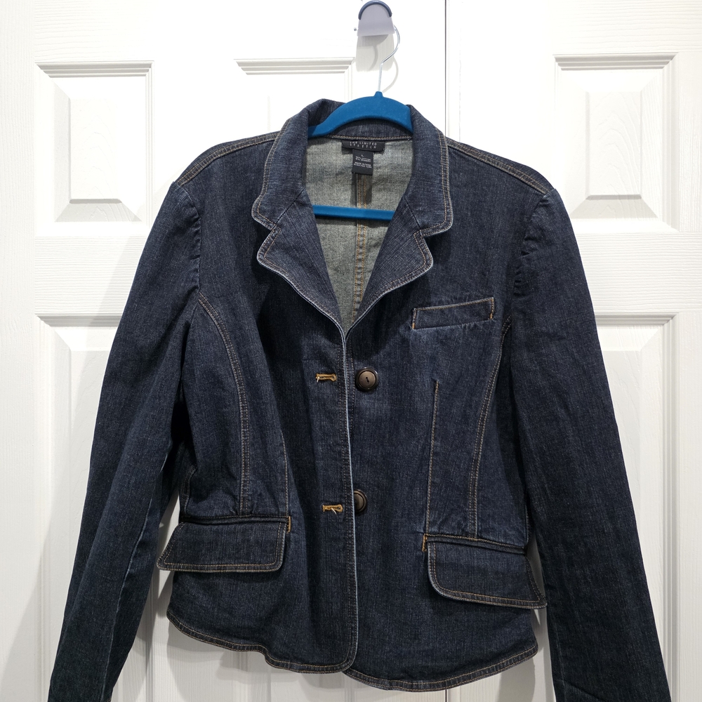 The Limited Dark Blue Denim Blazer Jacket
